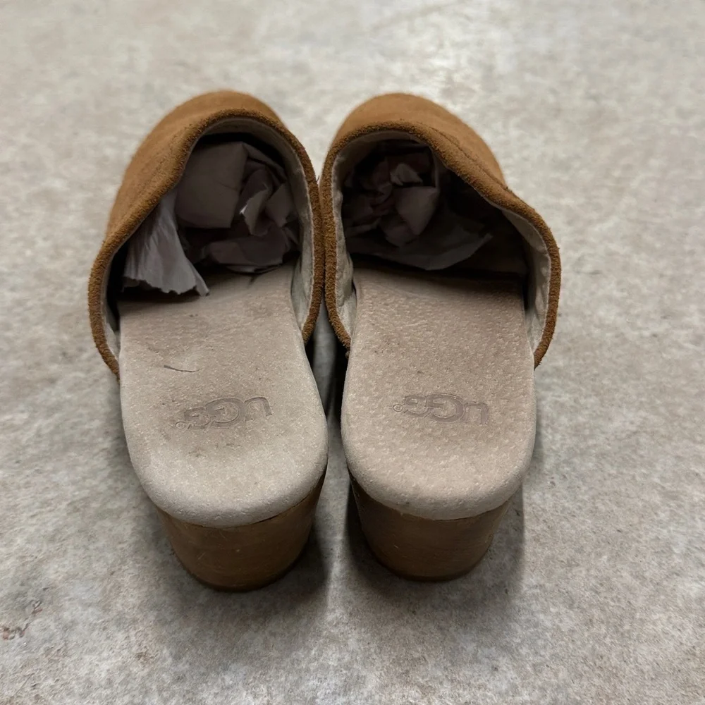 UGG Australia Girls Evie 3284 Chestnut Suede Shearling Clogs – Size 2 (3)